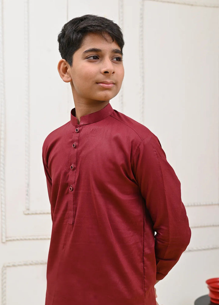 Mom4Little Pret Cotton Maroon and White Kurta Pajama