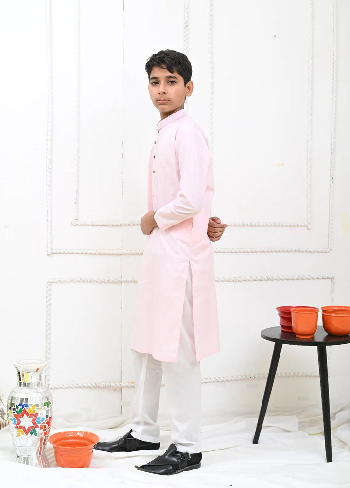 Mom4Little Pret Cotton Pastel Pink Kurta and White Pajama