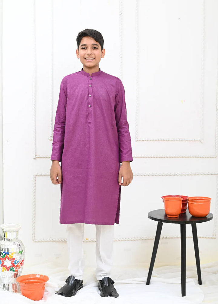 Mom4Little Pret Cotton Purple and White Kurta Pajama