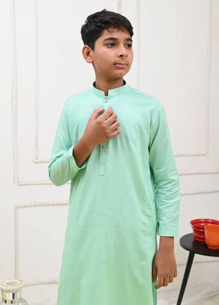 Mom4Little Pret Cotton Sea Green and white kurta pajama