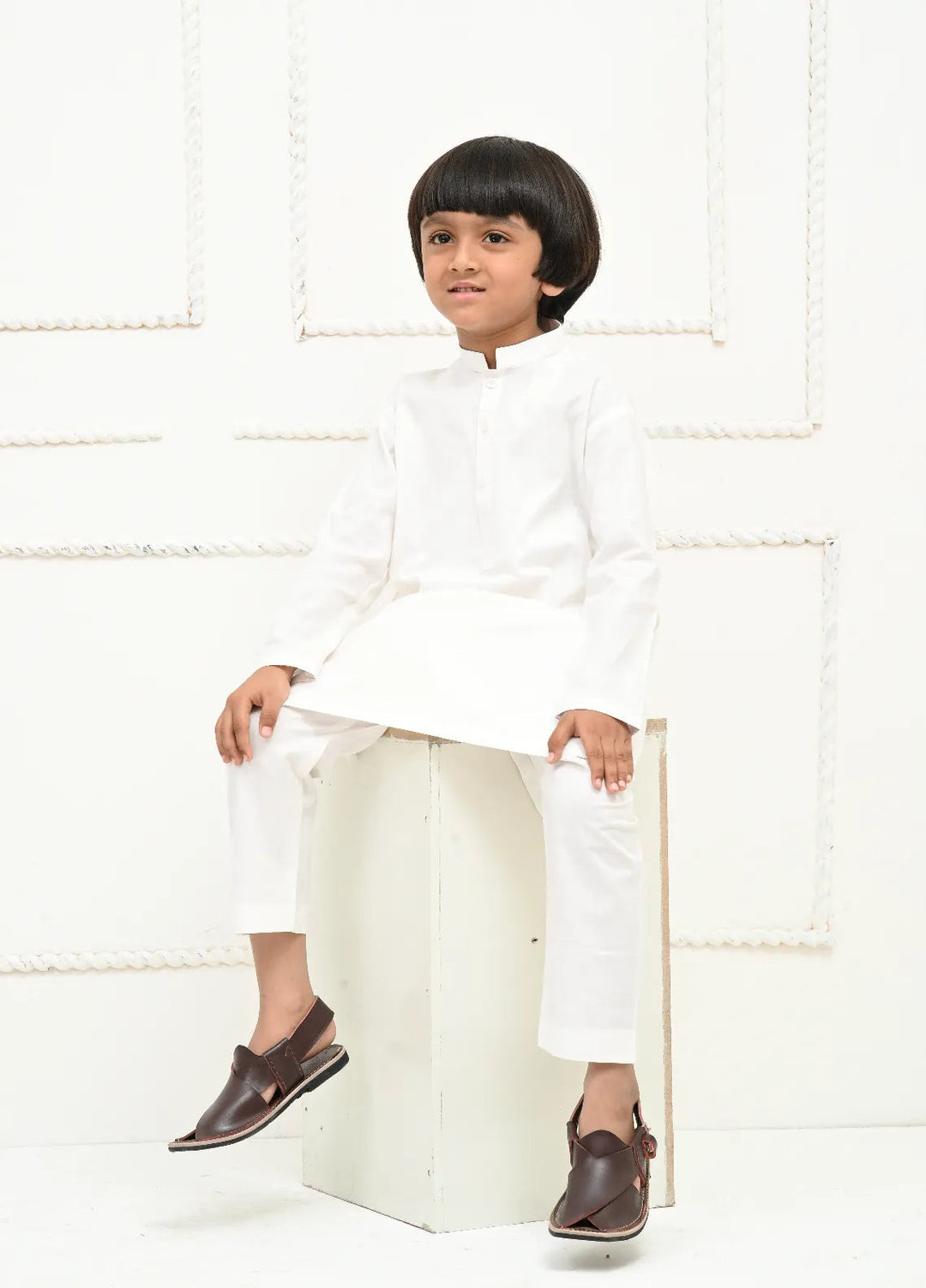 Mom4Little Pret Cotton White Kurta Pajama