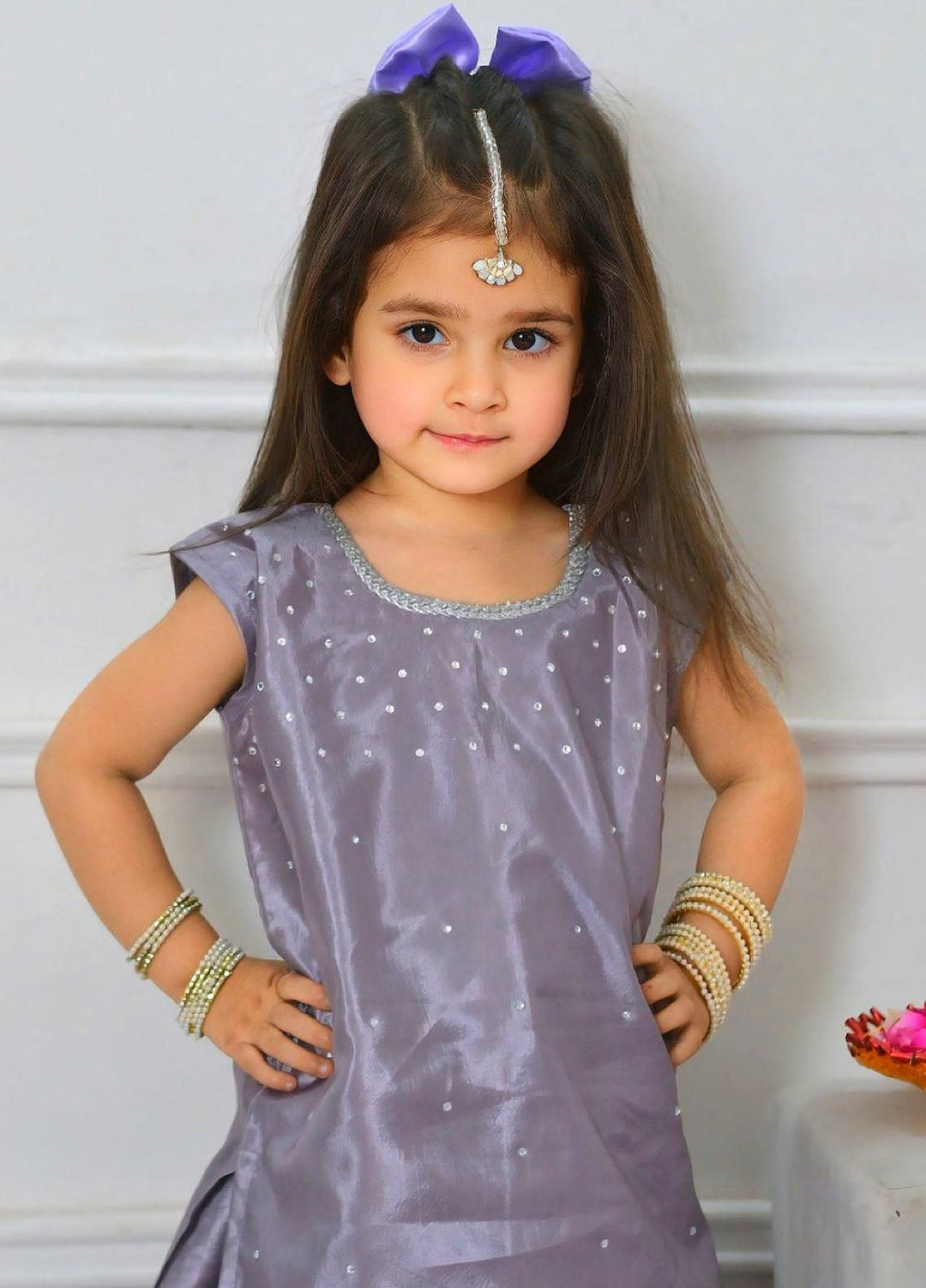 Mom4Little Pret Plain Katan Silk 2 Piece Lavendar Farshi shalwar set