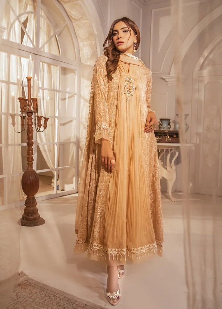 Mona Embroidery Luxury Pret Embroidered Chiffon 3 Piece Suit Dreamy Bloom-Peach