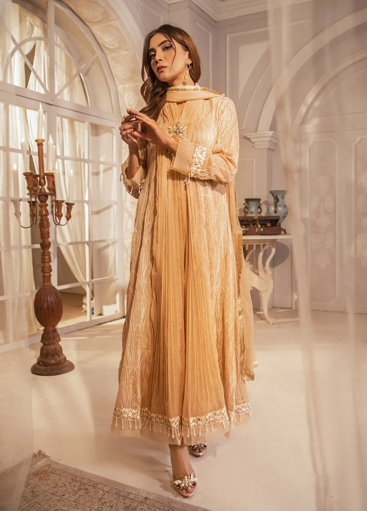 Mona Embroidery Luxury Pret Embroidered Chiffon 3 Piece Suit Dreamy Bloom-Peach