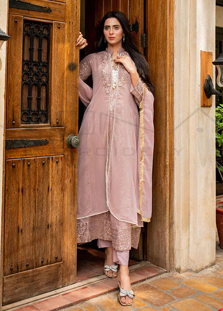 Mona Embroidery Pret Embroidered Chiffon 3 Piece Suit Artisan Lilac