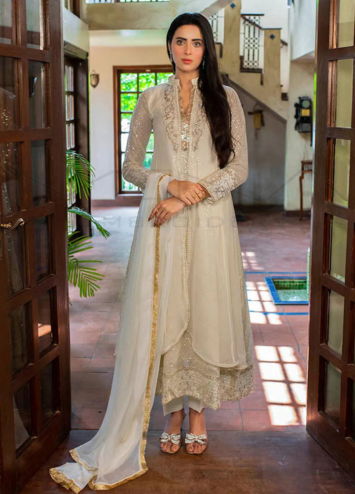 Mona Embroidery Pret Embroidered Chiffon 3 Piece Suit Artisan White