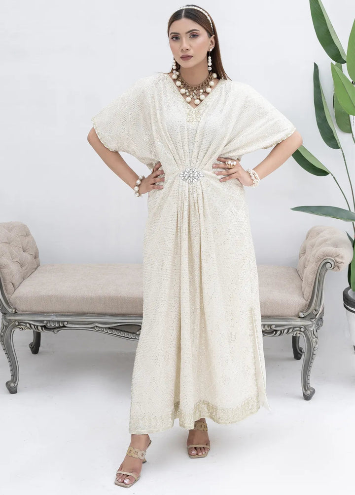 Mona Embroidery Pret Embroidered Chiffon 3 Piece Suit Celestial Charm-Off-White