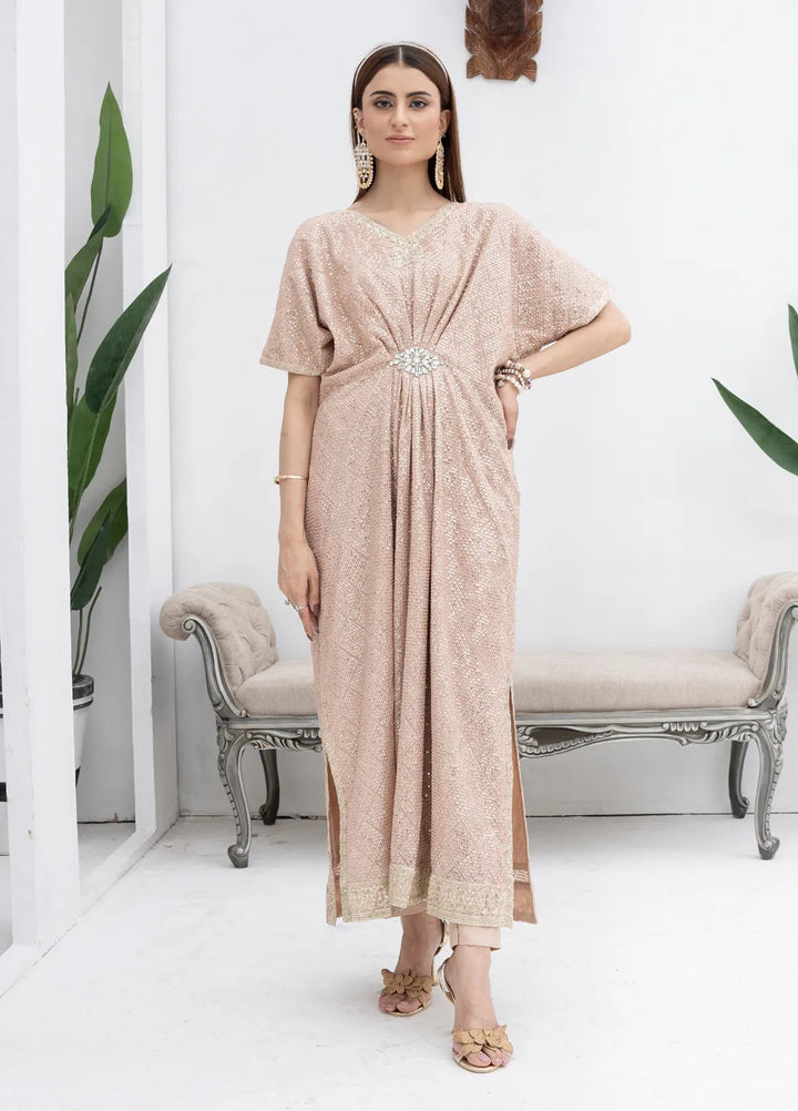 Mona Embroidery Pret Embroidered Chiffon 3 Piece Suit Celestial Charm-Peach