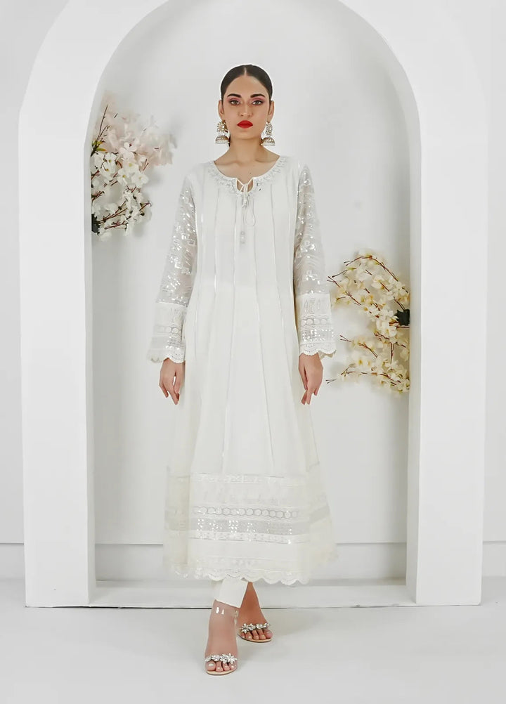 Mona Embroidery Pret Embroidered Chiffon 3 Piece Suit Crimson Glow-Off-White