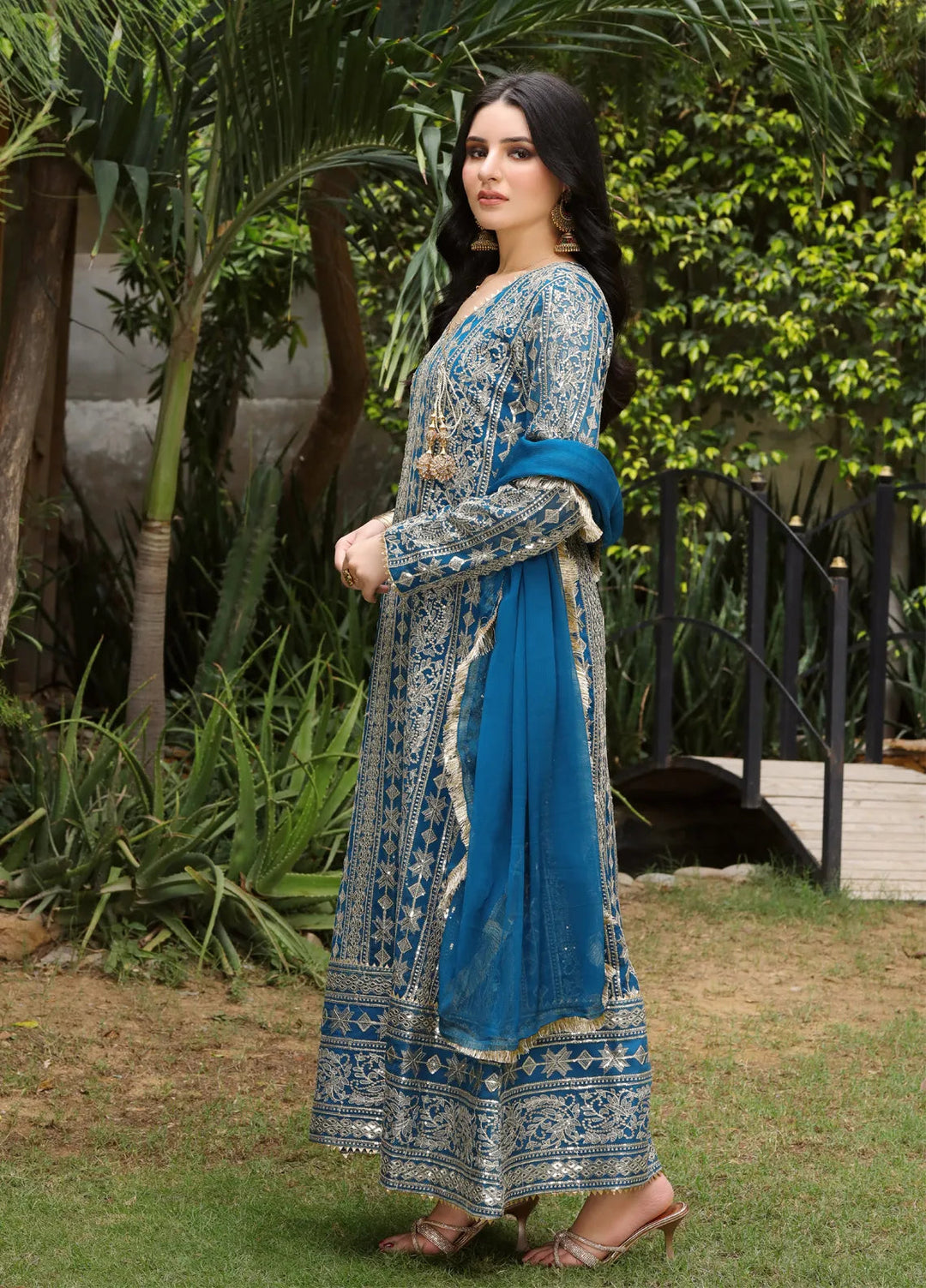 Mona Embroidery Pret Embroidered Chiffon 3 Piece Suit Divine-Zinc-Blue