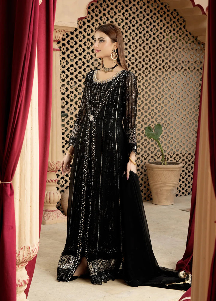 Mona Embroidery Pret Embroidered Chiffon 3 Piece Suit Enchante-Black