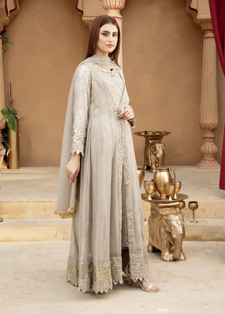 Mona Embroidery Pret Embroidered Chiffon 3 Piece Suit Enchante-Light-Brown