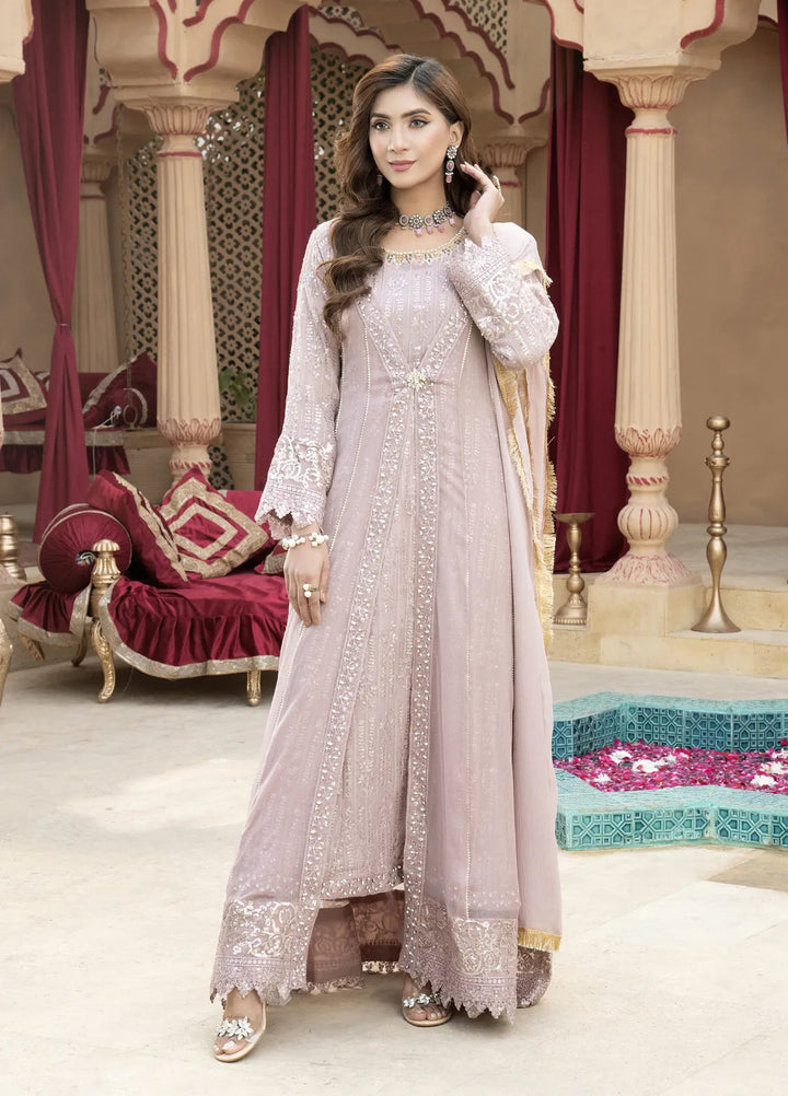 Mona Embroidery Pret Embroidered Chiffon 3 Piece Suit Enchante-Lilac