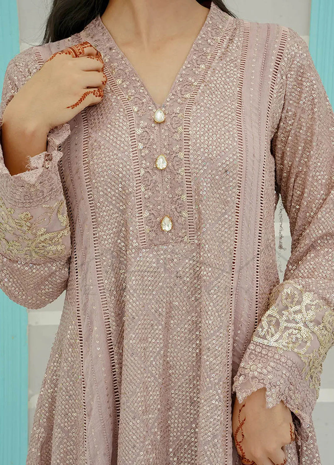 Mona Embroidery Pret Embroidered Chiffon 3 Piece Suit Ethereal Lace Lilac