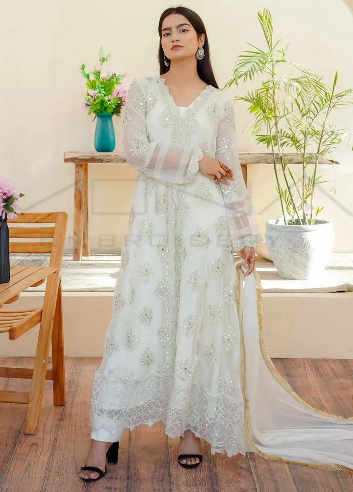 Mona Embroidery Pret Embroidered Chiffon 3 Piece Suit Ethereal Pearl-White