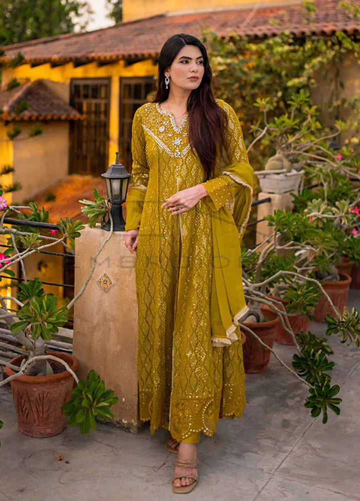 Mona Embroidery Pret Embroidered Chiffon 3 Piece Suit Floral Weaves Dhani