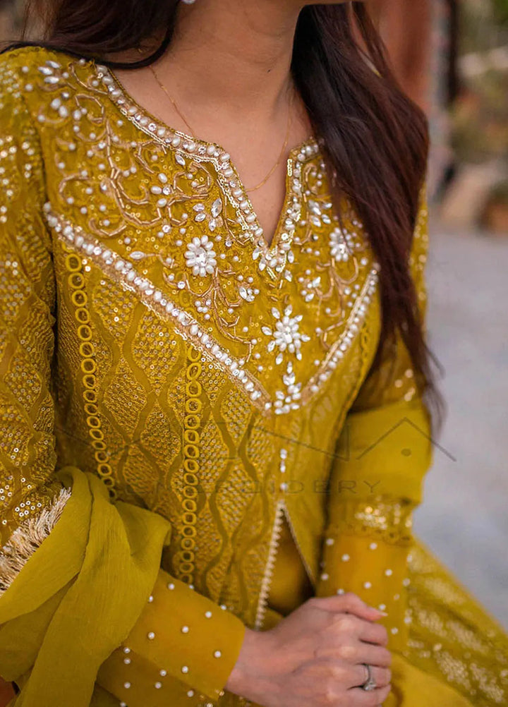 Mona Embroidery Pret Embroidered Chiffon 3 Piece Suit Floral Weaves Dhani