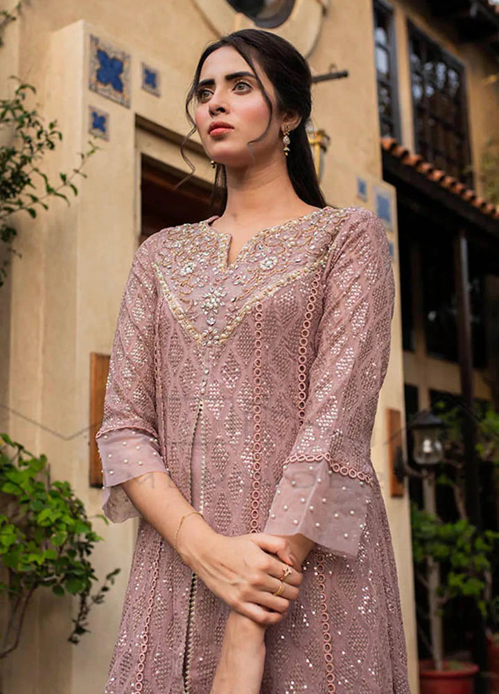 Mona Embroidery Pret Embroidered Chiffon 3 Piece Suit Floral Weaves Lilac