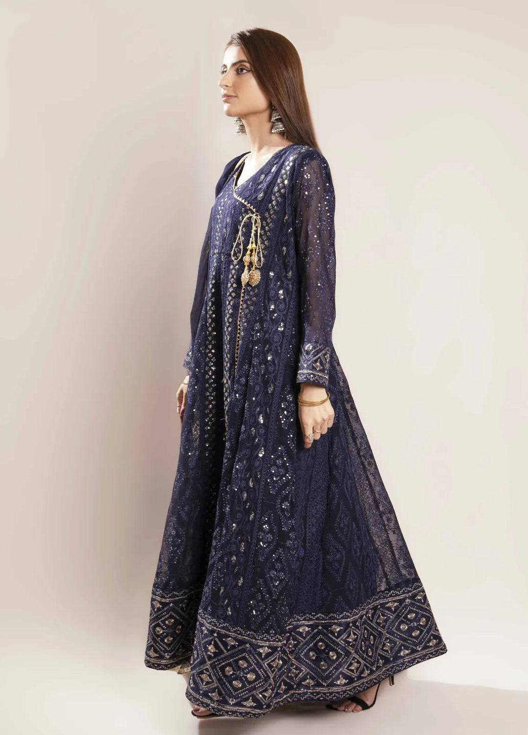 Mona Embroidery Pret Embroidered Chiffon 3 Piece Suit Melanie-Nevy-Blue