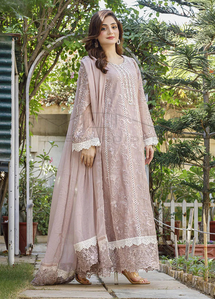 Mona Embroidery Pret Embroidered Chiffon 3 Piece Suit Nocturne Bliss-Lilac