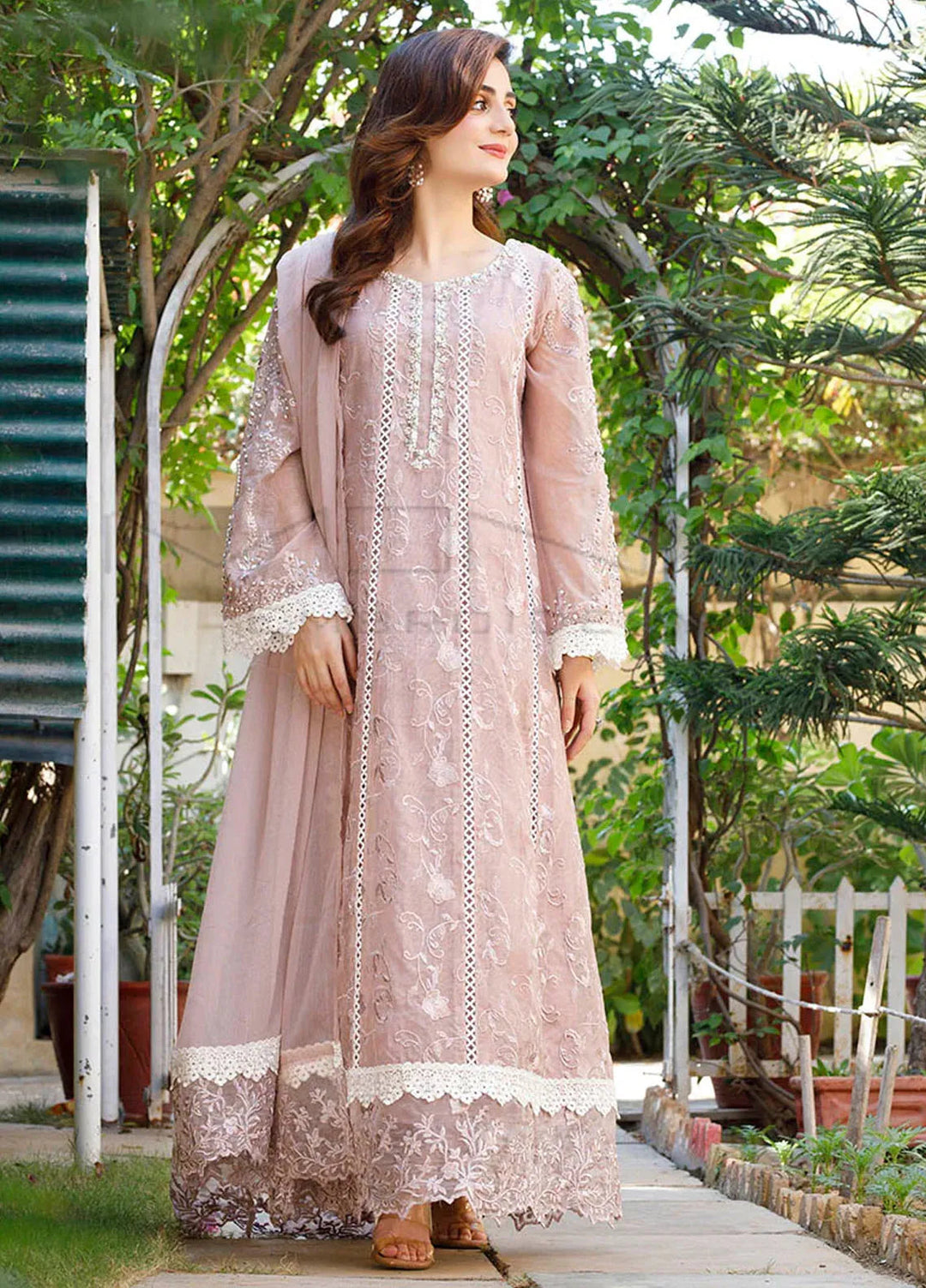 Mona Embroidery Pret Embroidered Chiffon 3 Piece Suit Nocturne Bliss-Lilac