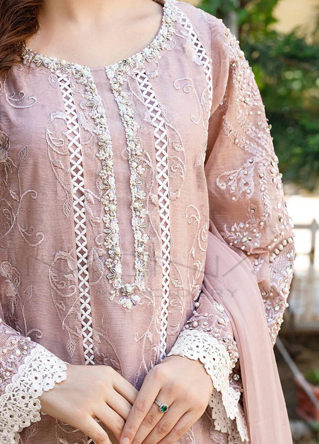 Mona Embroidery Pret Embroidered Chiffon 3 Piece Suit Nocturne Bliss-Lilac