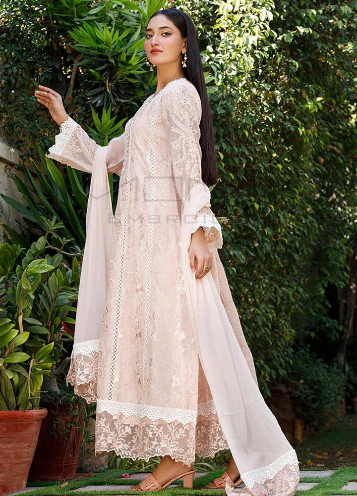 Mona Embroidery Pret Embroidered Chiffon 3 Piece Suit Nocturne Bliss-Peach