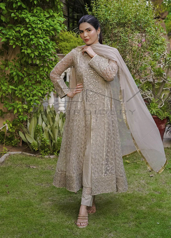 Mona Embroidery Pret Embroidered Chiffon 3 Piece Suit Ornate Blossoms Camel