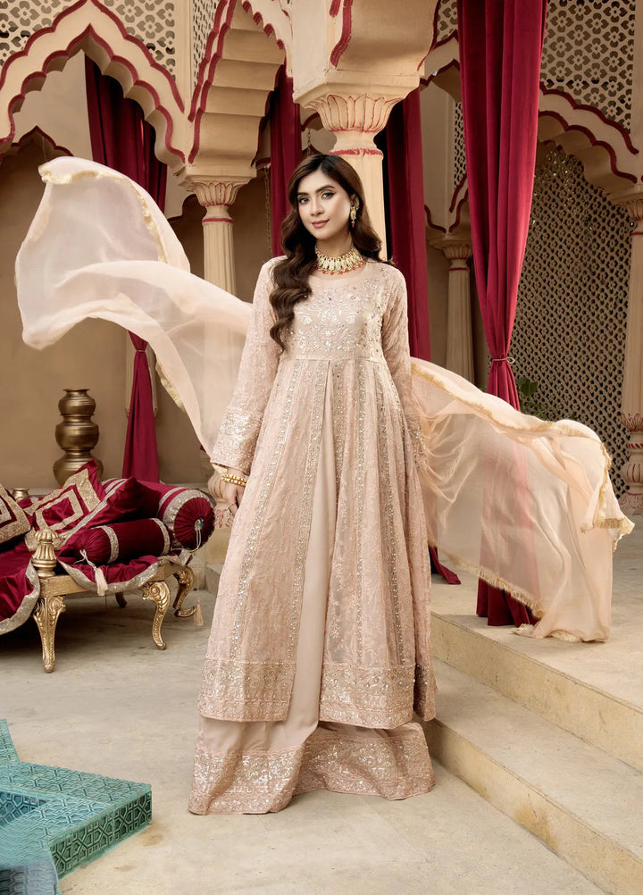 Mona Embroidery Pret Embroidered Chiffon 3 Piece Suit Serene-Peach