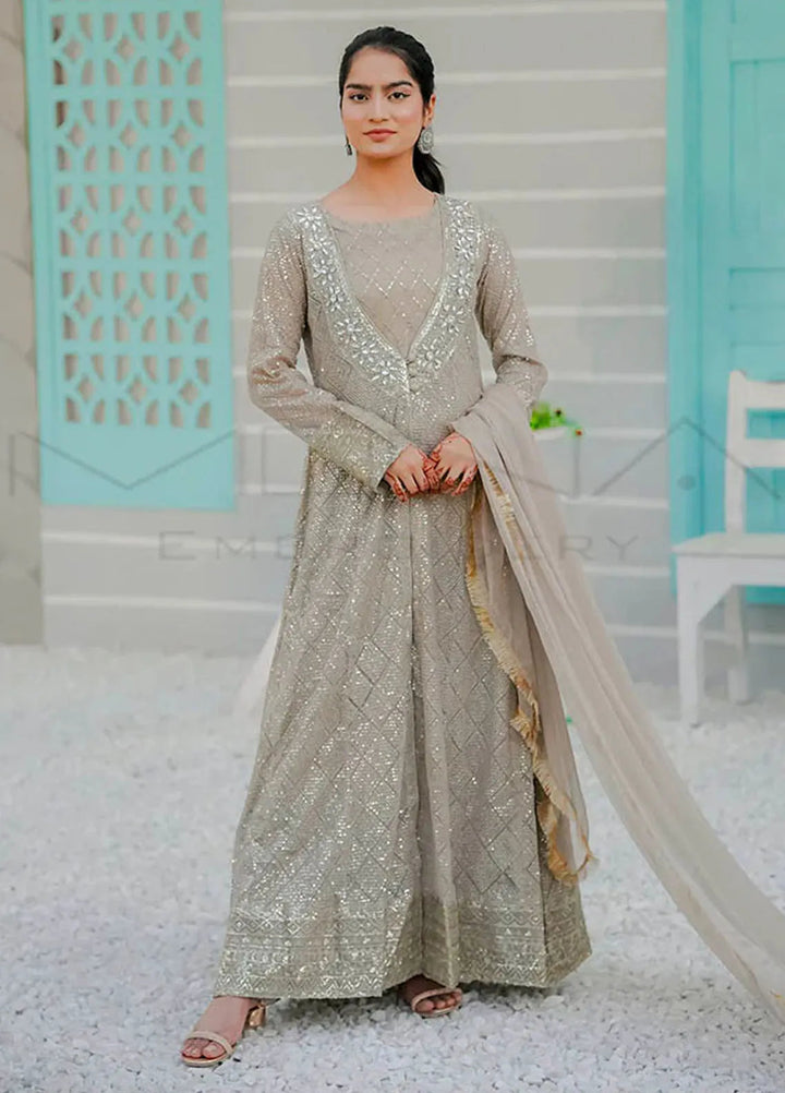 Mona Embroidery Pret Embroidered Chiffon 3 Piece Suit Silhouette Elegance Camel