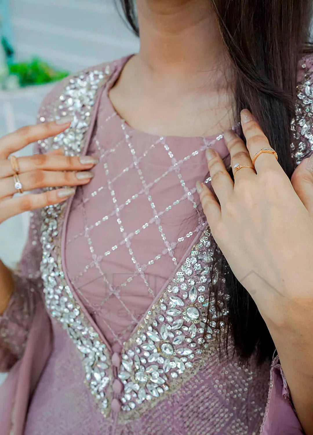 Mona Embroidery Pret Embroidered Chiffon 3 Piece Suit Silhouette Elegance Lilac