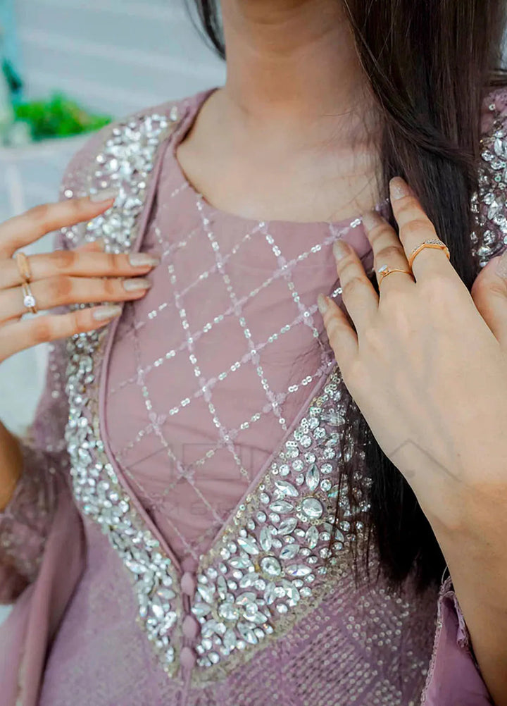 Mona Embroidery Pret Embroidered Chiffon 3 Piece Suit Silhouette Elegance Lilac