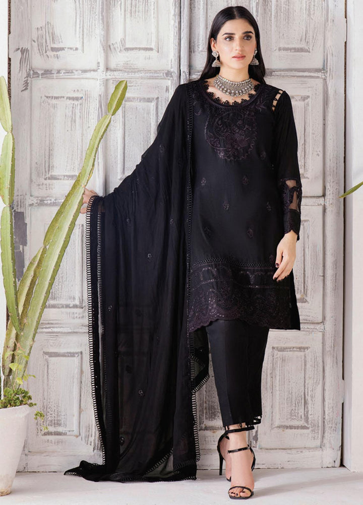 Monochrome By Al Zohaib Embroidered Cambric Suits Unstitched 3 Piece AZ21BW 02 - Black & White Collection