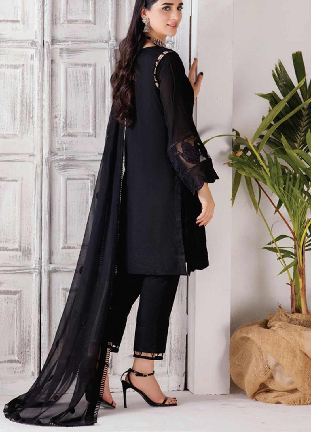 Monochrome By Al Zohaib Embroidered Cambric Suits Unstitched 3 Piece AZ21BW 02 - Black & White Collection