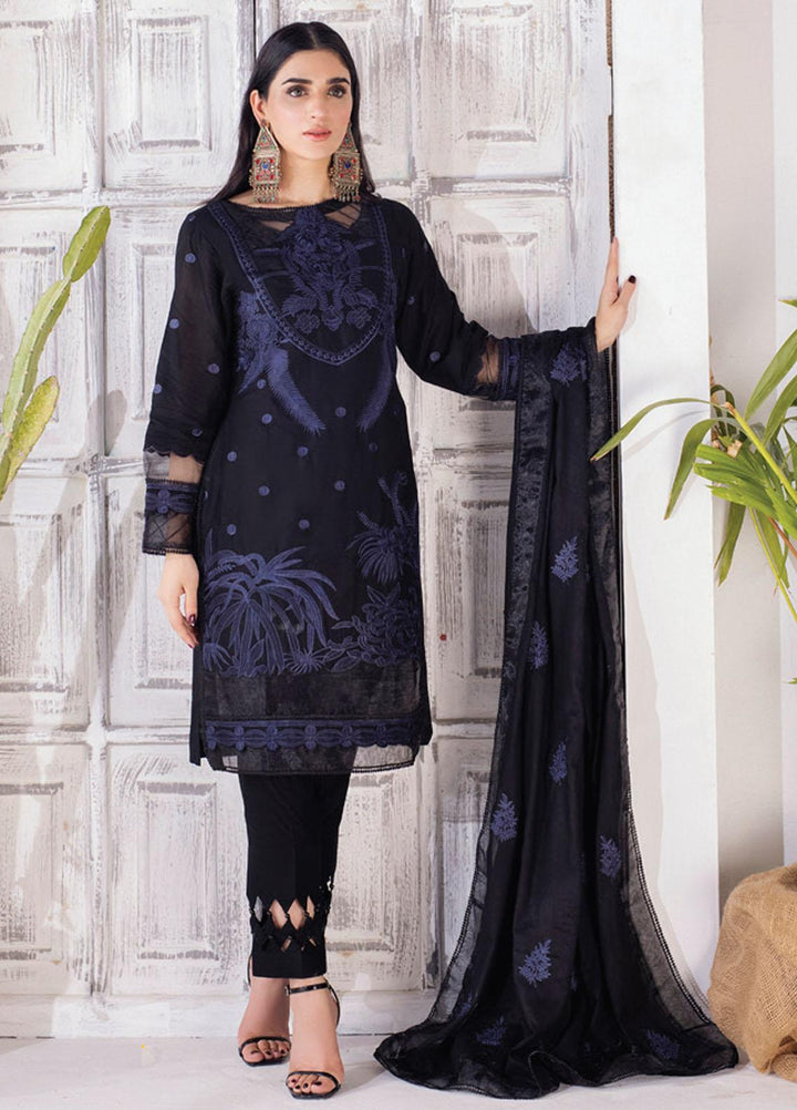 Monochrome By Al Zohaib Embroidered Cambric Suits Unstitched 3 Piece AZ21BW 04 - Black & White Collection