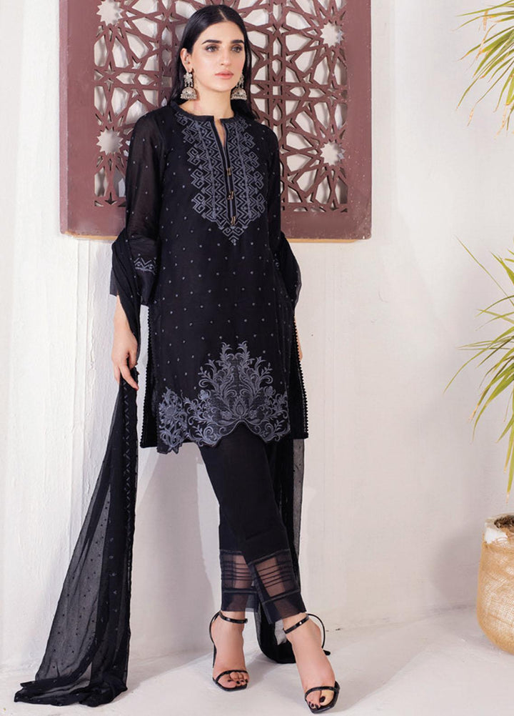 Monochrome By Al Zohaib Embroidered Cambric Suits Unstitched 3 Piece AZ21BW 05 - Black & White Collection