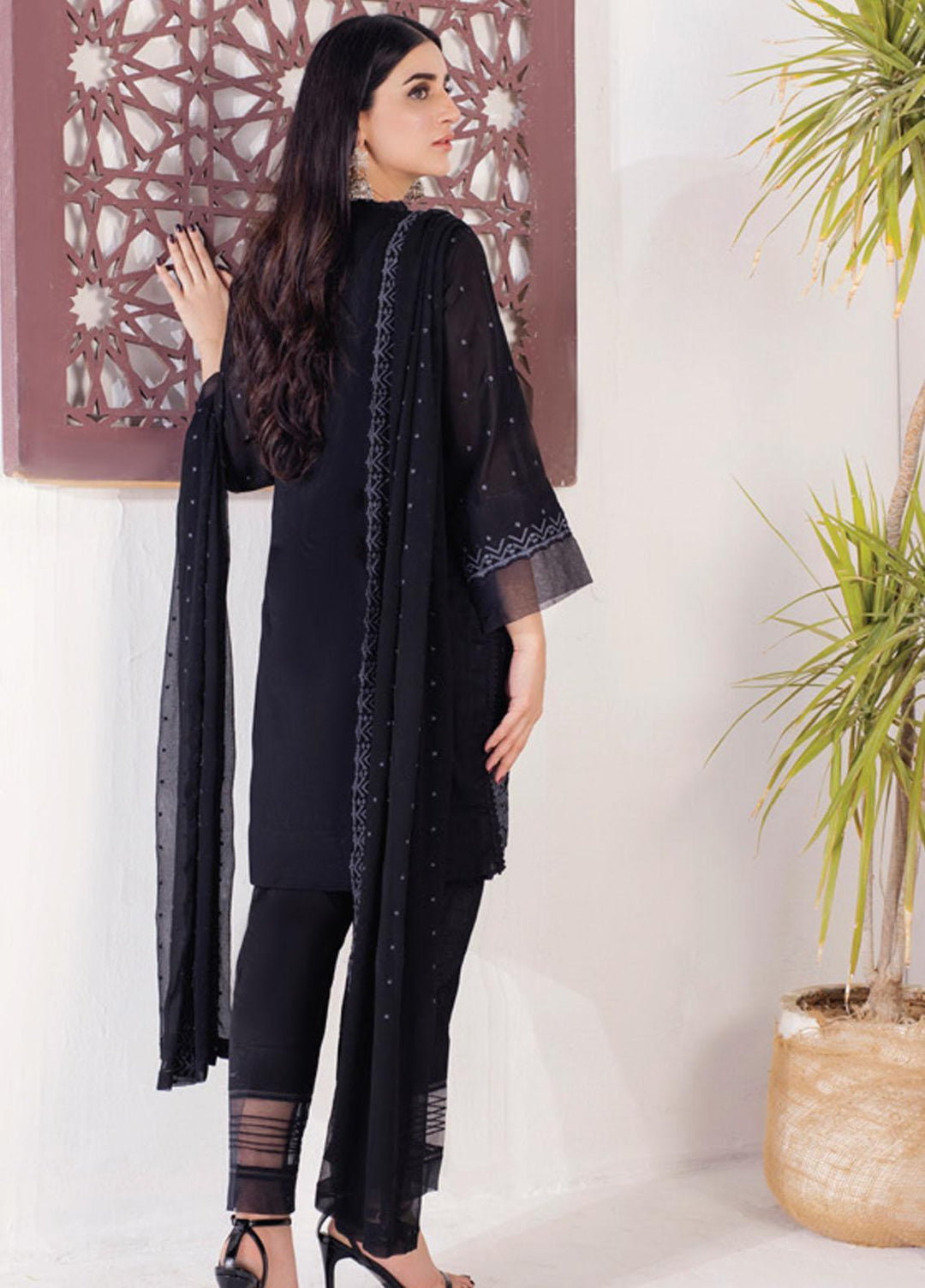 Monochrome By Al Zohaib Embroidered Cambric Suits Unstitched 3 Piece AZ21BW 05 - Black & White Collection
