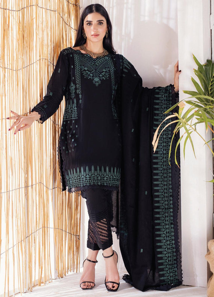 Monochrome By Al Zohaib Embroidered Cambric Suits Unstitched 3 Piece AZ21BW 06 - Black & White Collection