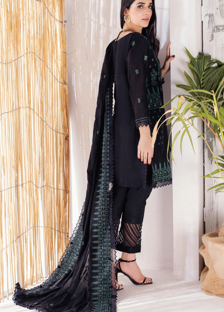 Monochrome By Al Zohaib Embroidered Cambric Suits Unstitched 3 Piece AZ21BW 06 - Black & White Collection