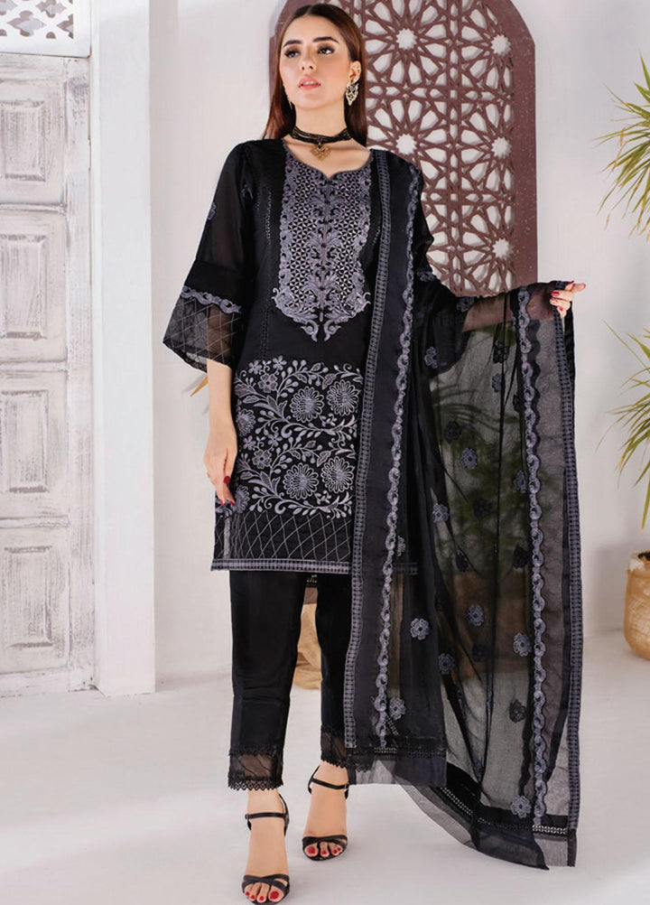 Monochrome By Al Zohaib Embroidered Jacquard Suits Unstitched 3 Piece AZ21BW 07 - Black & White Collection