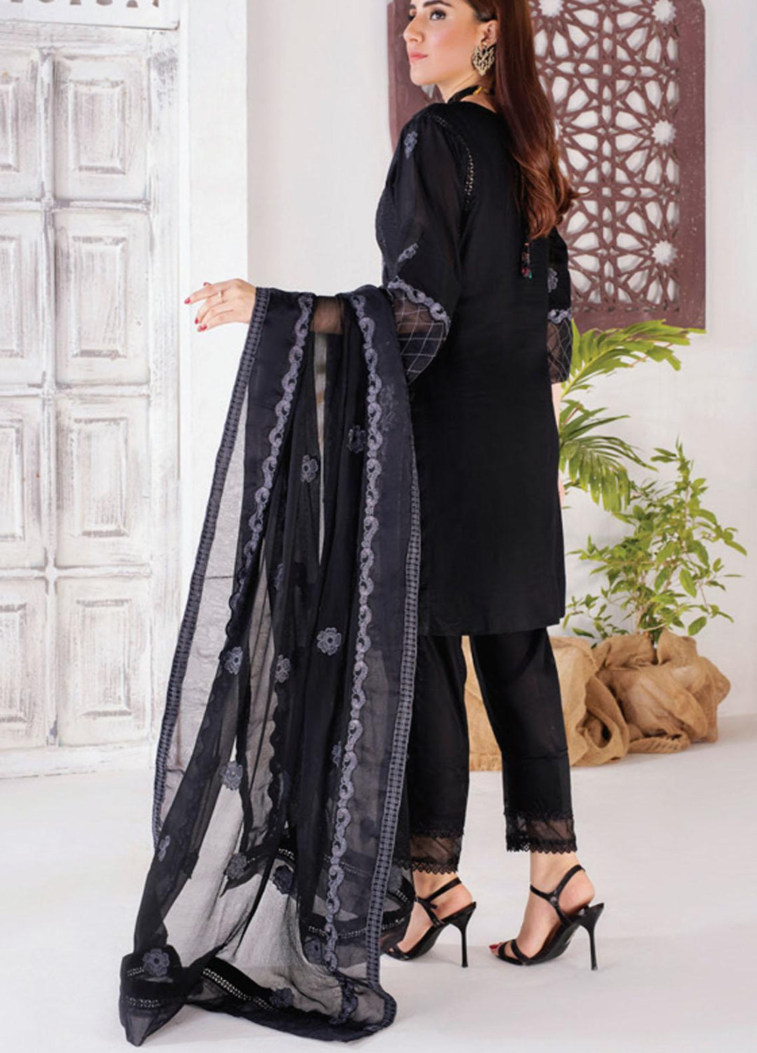 Monochrome By Al Zohaib Embroidered Jacquard Suits Unstitched 3 Piece AZ21BW 07 - Black & White Collection