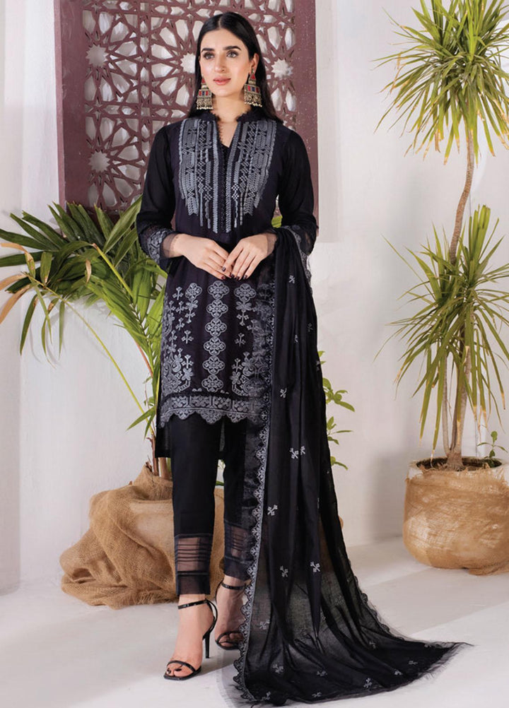 Monochrome By Al Zohaib Embroidered Cambric Suits Unstitched 3 Piece AZ21BW 10 - Black & White Collection