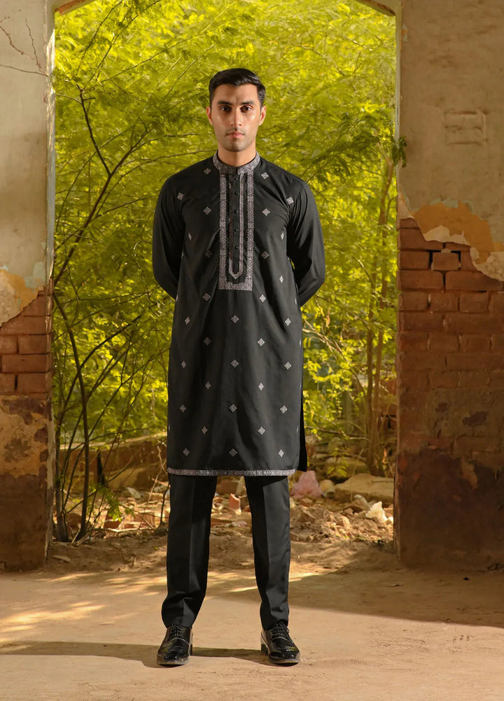 Monochrome by Fabrich Embroidered Wash N Wear Suit Unstitched 2 Piece GTS-D-009 - Festive Collection