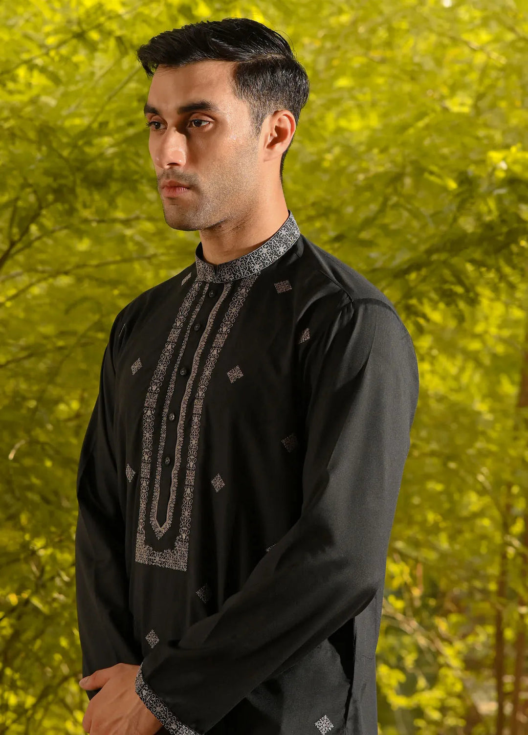 Monochrome by Fabrich Embroidered Wash N Wear Suit Unstitched 2 Piece GTS-D-009 - Festive Collection