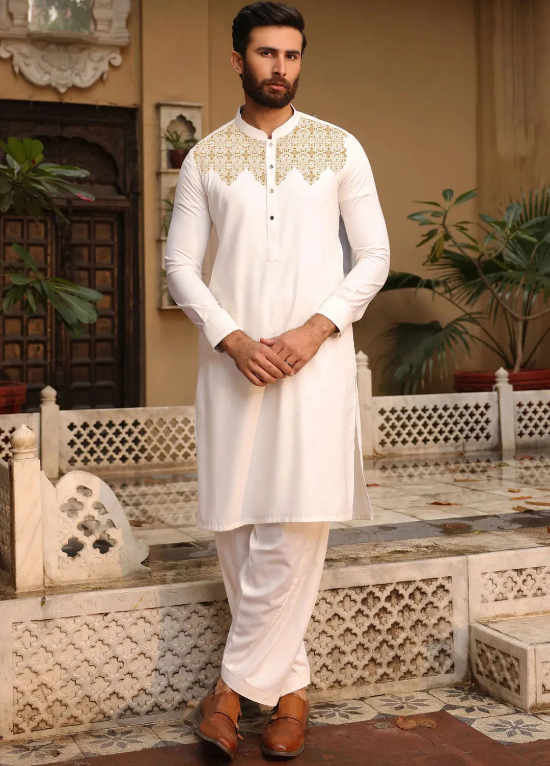 Monochrome by Fabrich Wash N Wear Embroidered Mens Shalwar Kameez - GTS-MCE-002