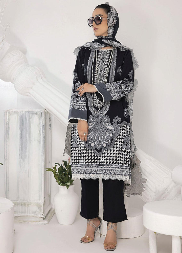 Monochrome By Humdum Embroidered Lawn Suits Unstitched 3 Piece HD23MC D-01 - Summer Collection