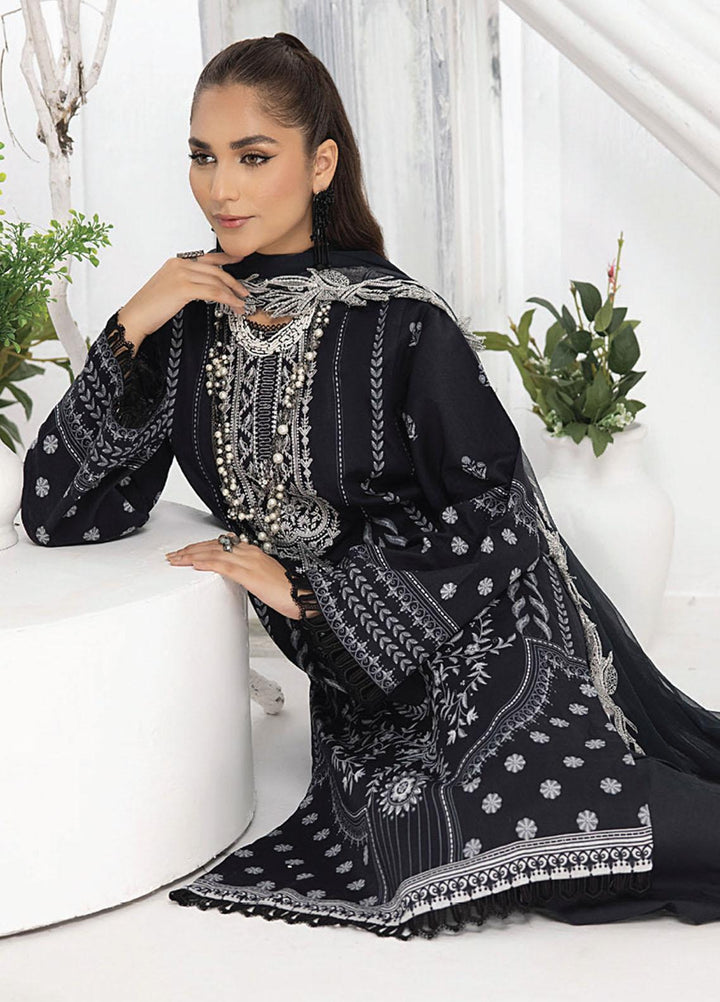 Monochrome By Humdum Embroidered Lawn Suits Unstitched 3 Piece HD23MC D-02 - Summer Collection