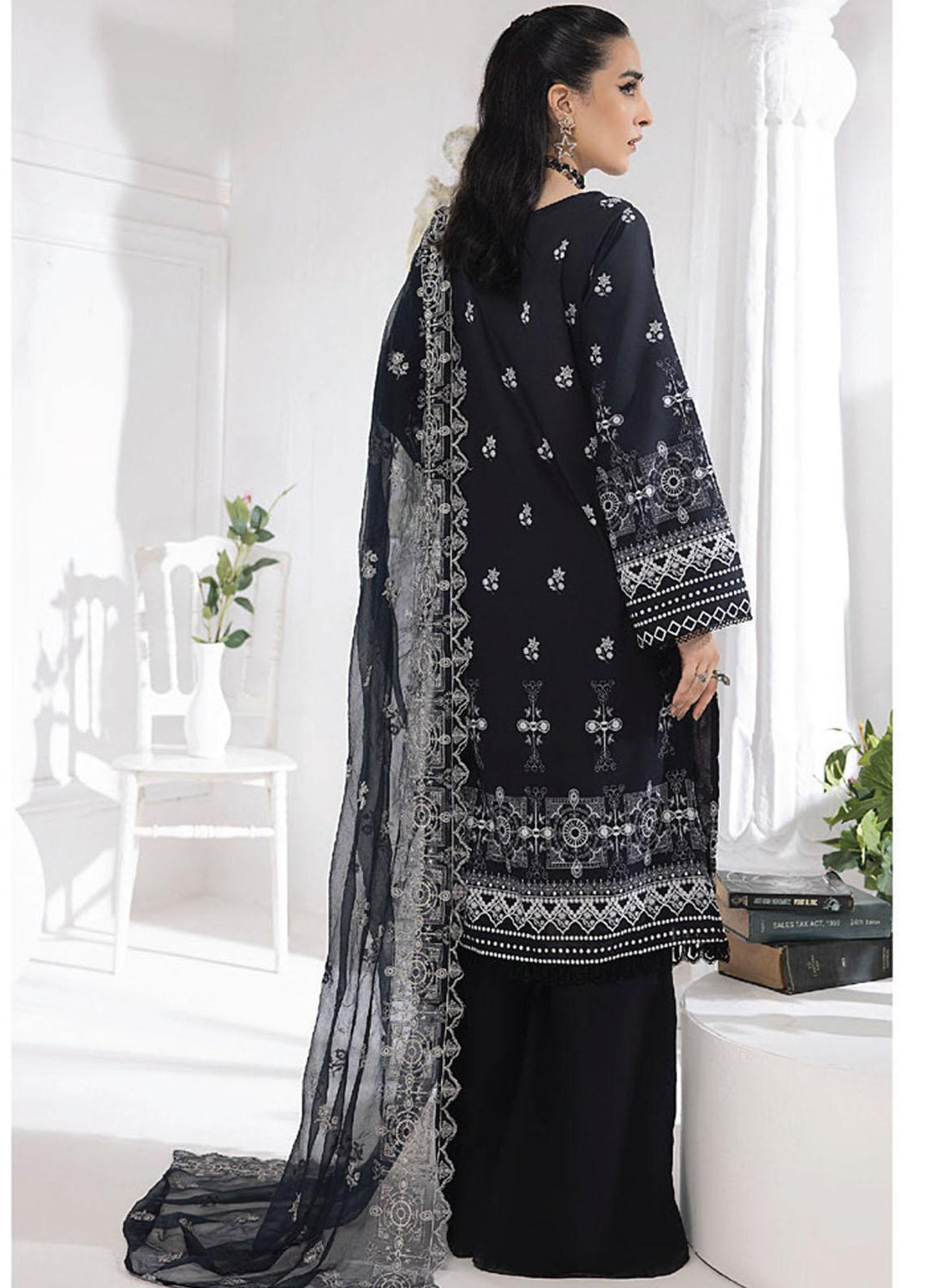 Monochrome By Humdum Embroidered Lawn Suits Unstitched 3 Piece HD23MC D-04 - Summer Collection