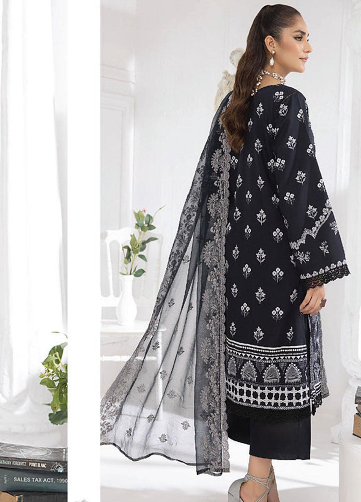 Monochrome By Humdum Embroidered Lawn Suits Unstitched 3 Piece HD23MC D-05 - Summer Collection