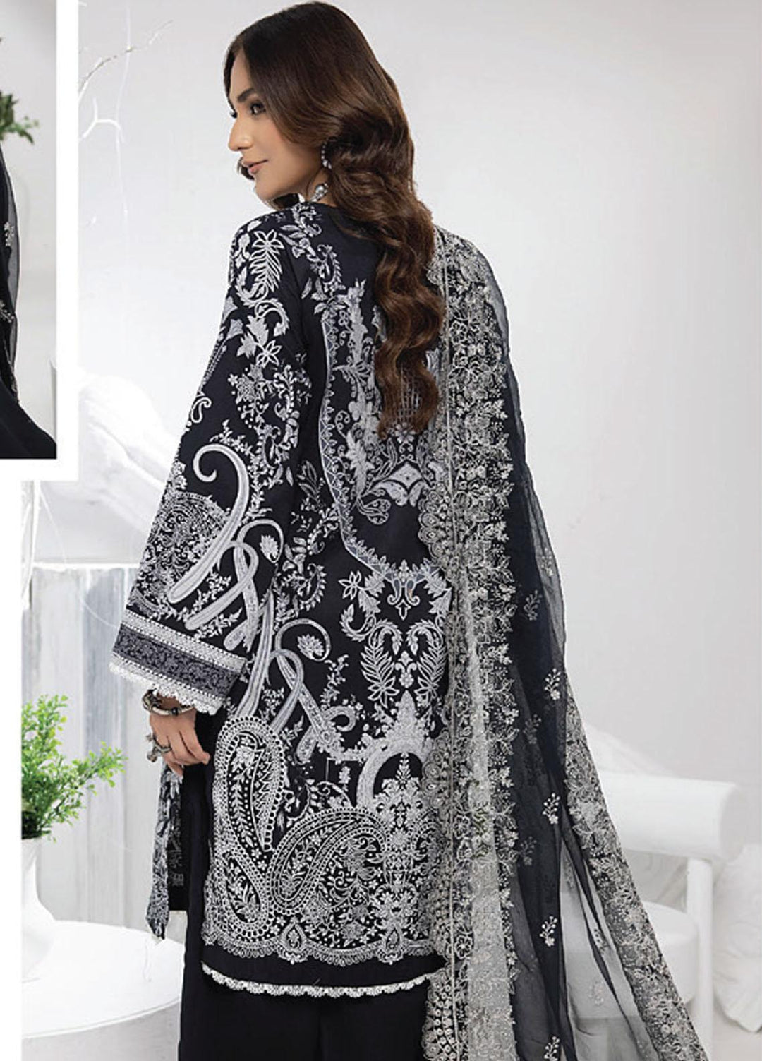Monochrome By Humdum Embroidered Lawn Suits Unstitched 3 Piece HD23MC D-06 - Summer Collection